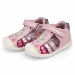 Pink Biomecanics toddler sandals with adjustable straps