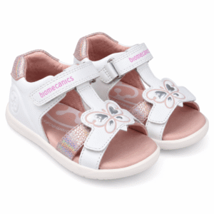 White Biomecanics barefoot sandals with butterfly detail for toddlers