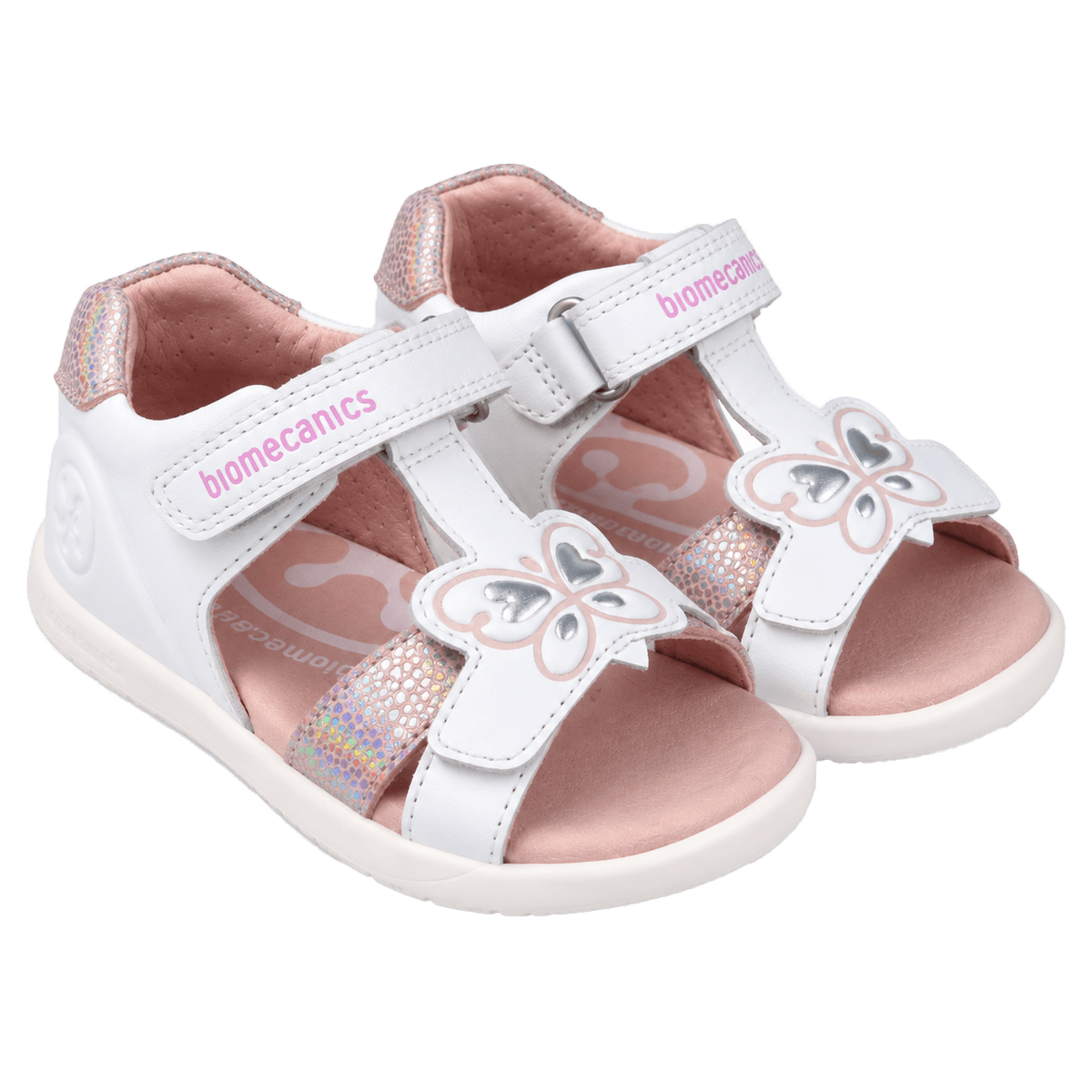 White Biomecanics barefoot sandals with butterfly detail for toddlers
